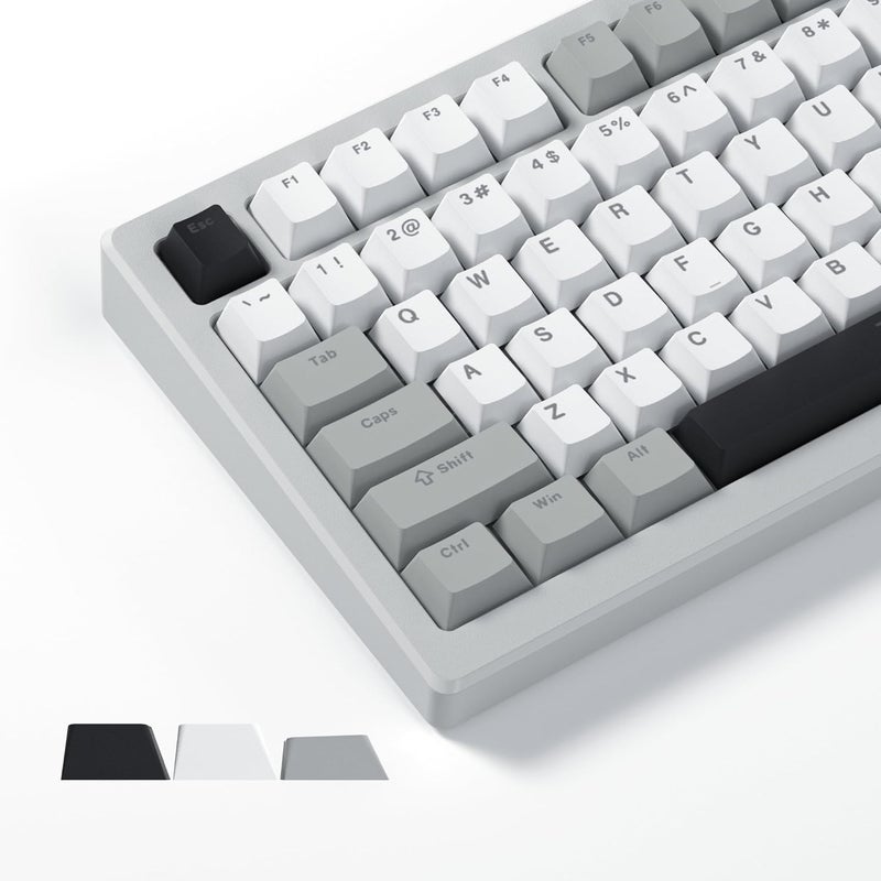 Womier Shine Through Keycaps, PBT Keycaps 60 65 75 100 Percent Cherry Profile Custom Key caps Set for Cherry Gateron MX Switches Mechanical Keyboard-Grey Creamy - Image 1